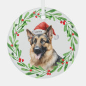 Kersthond Duitse herder Santa Glas Ornament (Voorkant)