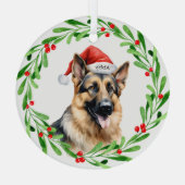 Kersthond Duitse herder Santa Glas Ornament (Achterkant)