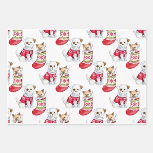 Kersthond en kat inpakpapier vel (Voorkant 2)