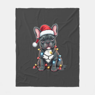 Kersthond Franse Bulldog Kerstmis Franse Bulldog 3 Fleece Deken