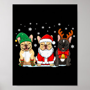 Kersthond Franse Bulldog Kerstmis Hond Liefhebber Poster