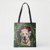 Kersthond Geel Lab Labrador Retriever Santa Draagtas (Voorkant)