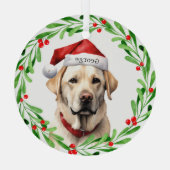 Kersthond Geel Lab Labrador Retriever Santa Glas Ornament (Achterkant)