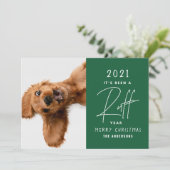 Kersthond Grappig Ruff Jaar In review Kaart (Staand voorkant)