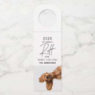 Kersthond Grappig Ruff Jaar In review Kaart Flessenhanger