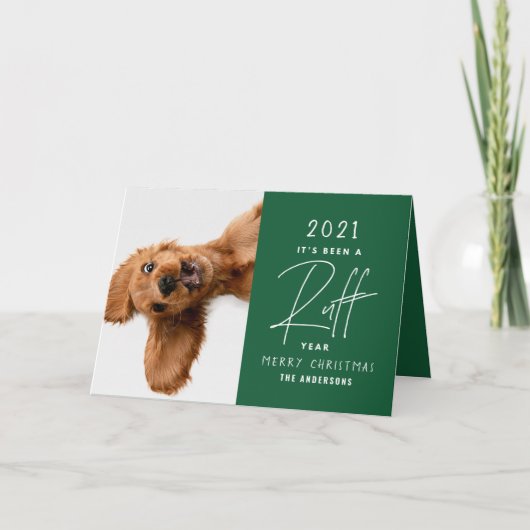 Kersthond grappige blaf jaaroverzicht kaart (Voorkant)