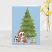 Kersthond hond in Snowflakes Kaart (Gele Bloem)