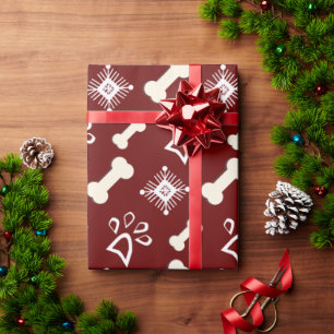 Kersthond huisdier bot sneeuwvlok patroon cadeaupapier