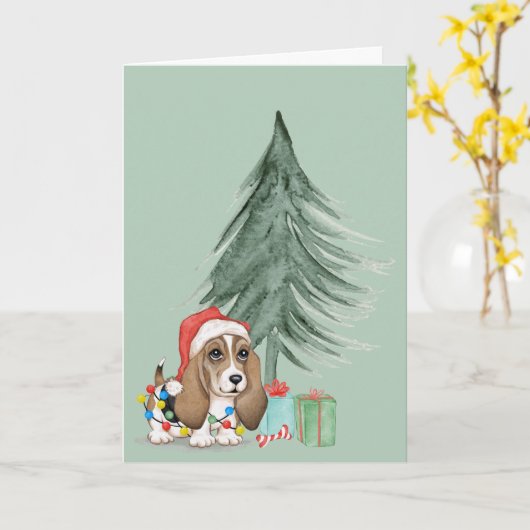 Kersthond in het licht kaart (Gele Bloem)