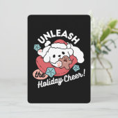 Kersthond in Santa Hat - Vakantie Cheer voor huisd Bedankkaart (Staand voorkant)