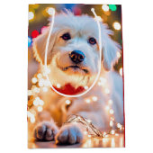 Kersthond in verwarde lichten medium cadeauzakje (Voorkant)