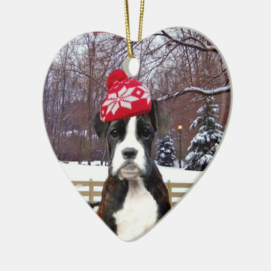 kersthond keramisch ornament (Links)