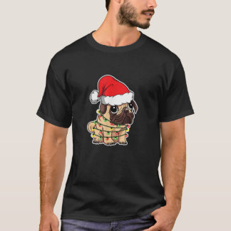 Kersthond Kerstman Pug Puppy X mas T-shirt