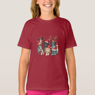 Kersthond Lijn Kunst T-Shirt | Minimalistische Vak