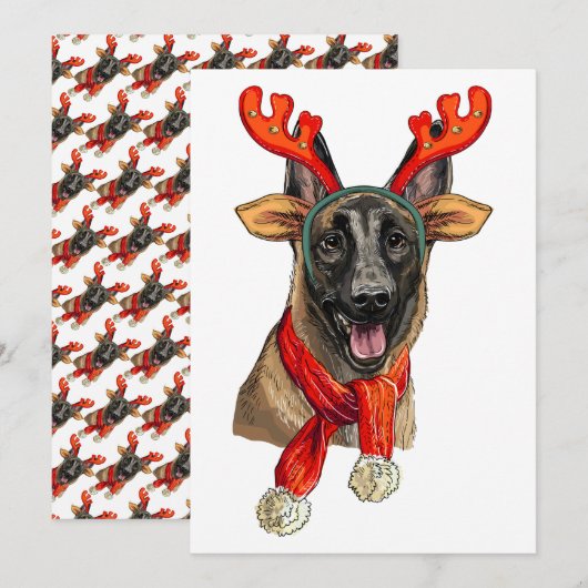 Kersthond Malinois Save The Date (Voorkant / Achterkant)