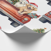 Kersthond met cadeaus inpakpapier (Hoek)