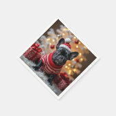 kersthond met kerstmanshat servet (Hoek)