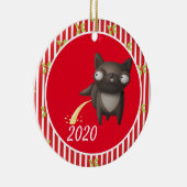 Kersthond Pleisters Covid Grappig 2020 Keramisch Ornament (Rechts)