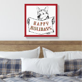 Kersthond: Prettige feestdagen! Canvas Afdruk (Insitu (Slaapkamer))