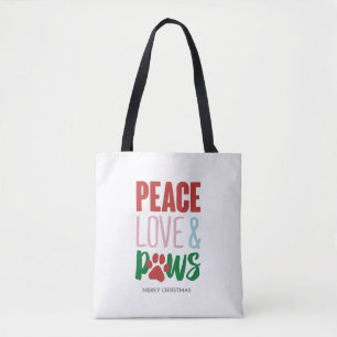 Kersthond Puns Santa Dogs Peace Love and Paws Draagtas