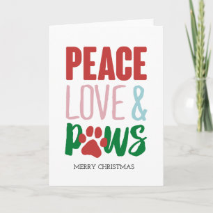 Kersthond Puns Santa Dogs Peace Love and Paws Kaart