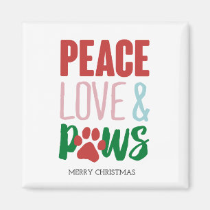 Kersthond Puns Santa Dogs Peace Love and Paws Magneet