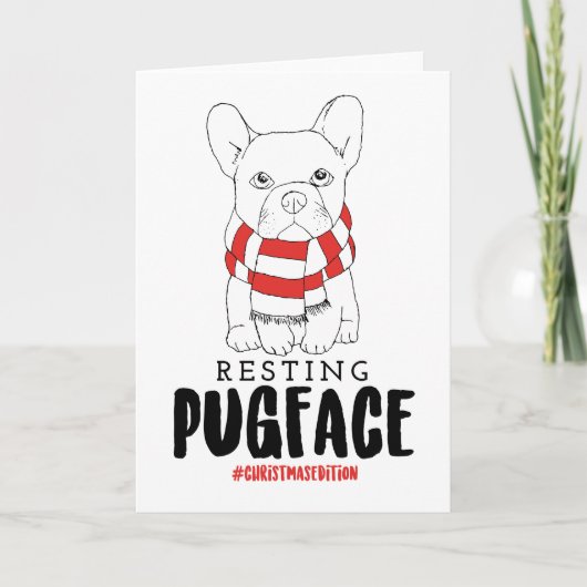 Kersthond Puns Santa Dogs Resting Pug Face Kaart (Voorkant)