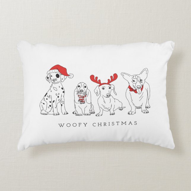 Kersthond Puns Santa Dogs Woofy Kerstmis Accent Kussen (Voorkant)