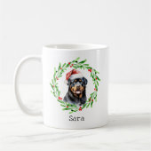 Kersthond Rottweiler Santa Hat Vakantie Koffiemok (Links)