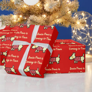 Kersthond Santa Pooten Festieve Puppy Cadeaupapier