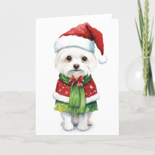 Kersthond, Sinterklaashond Moppige Puppy BLANK Fe Feestdagen Kaart