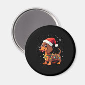 Kersthond Teckel Santa Xmas Wiener 3 Magneet (Voorkant / Achterkant)