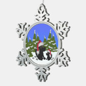 Kersthond Tin Sneeuwvlok Ornament (Rechts)