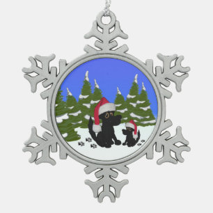 Kersthond Tin Sneeuwvlok Ornament