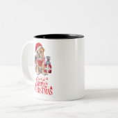 kersthond tweekleurige koffiemok (Voorkant links)