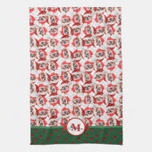 Kersthond uit het Japanse Chin Pattern-monogram Theedoek (Verticaal)