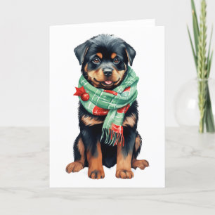 Kersthond, Vakantie Rottweiler Puppy BLANK Feestdagen Kaart