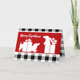 Kersthonden Dachshund Kerstmis Feestdagen Kaart