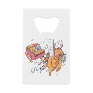 Kersthonden en kattengeleiders kredietkaart flessenopener