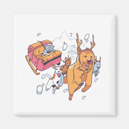 Kersthonden en kattengeleiders magneet (Voorkant)