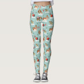 Kersthonden in Cosy Scarves Patroon Leggings (Voorkant)