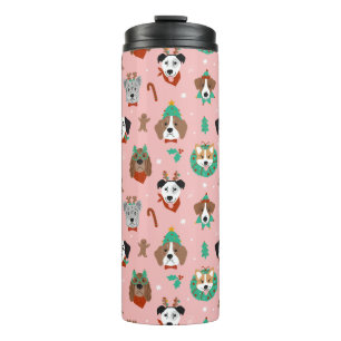 Kersthonden in Vakantie Accessoires Patroon Thermosbeker