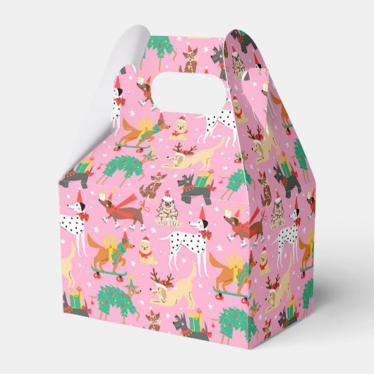 Kersthonden in vakantie outfits patroon bedankdoosjes (Achterkant)