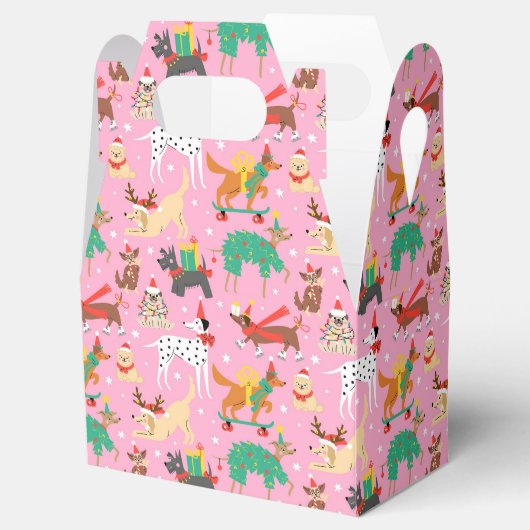 Kersthonden in vakantie outfits patroon bedankdoosjes (Geopend)