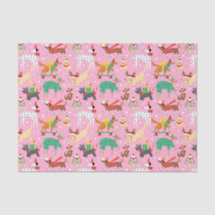 Kersthonden in vakantie outfits patroon tissuepapier