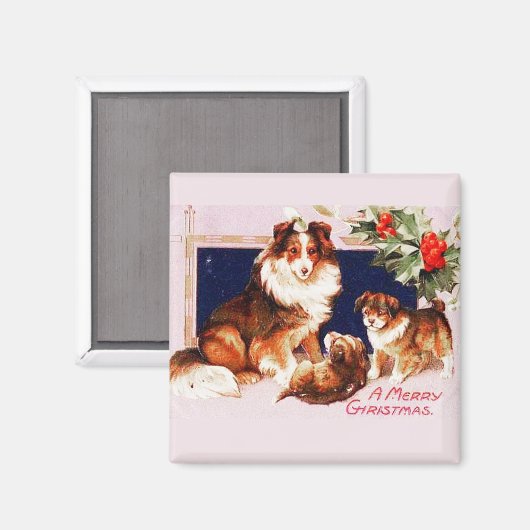 Kersthonden Magnet Magneet (Voorkant / Achterkant)