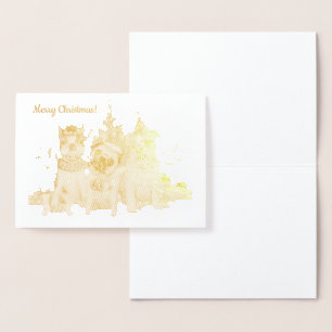 Kersthonden met gouden briefkaart