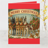 "Kersthonden" Vouwkerstkaart Kaart (Gele Bloem)