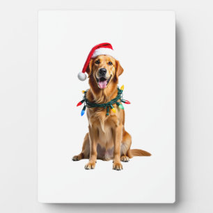 Kersthondsshirt, Kerst Golden retriever Pyjama Fotoplaat