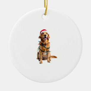 Kersthondsshirt, Kerst Golden retriever Pyjama Keramisch Ornament